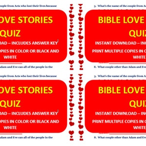 Bible Love Stories Quiz Valentine's Church Small Group Activity Game ...