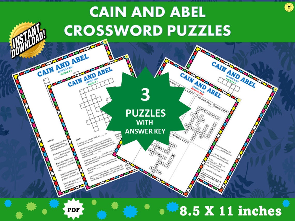 Bible Crossword Puzzle Cain and Abel Crossword Puzzle Etsy Bible Crossword Puzzle Cain and Abel Crossword Puzzle Etsy