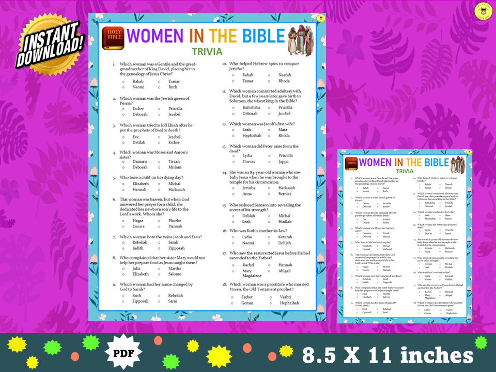 Printable Women Of The Bible Quiz