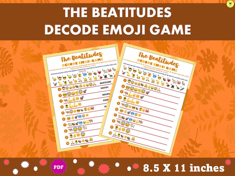 Beatitudes Decode Game bible Beatitudes Decode Emoji Game Printable ...