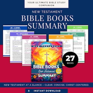 Books of the Bible Summary, Printable Single Book Summary Guide- New Testament, Bible Study Tool, Super Easy to Understand |Instant Download