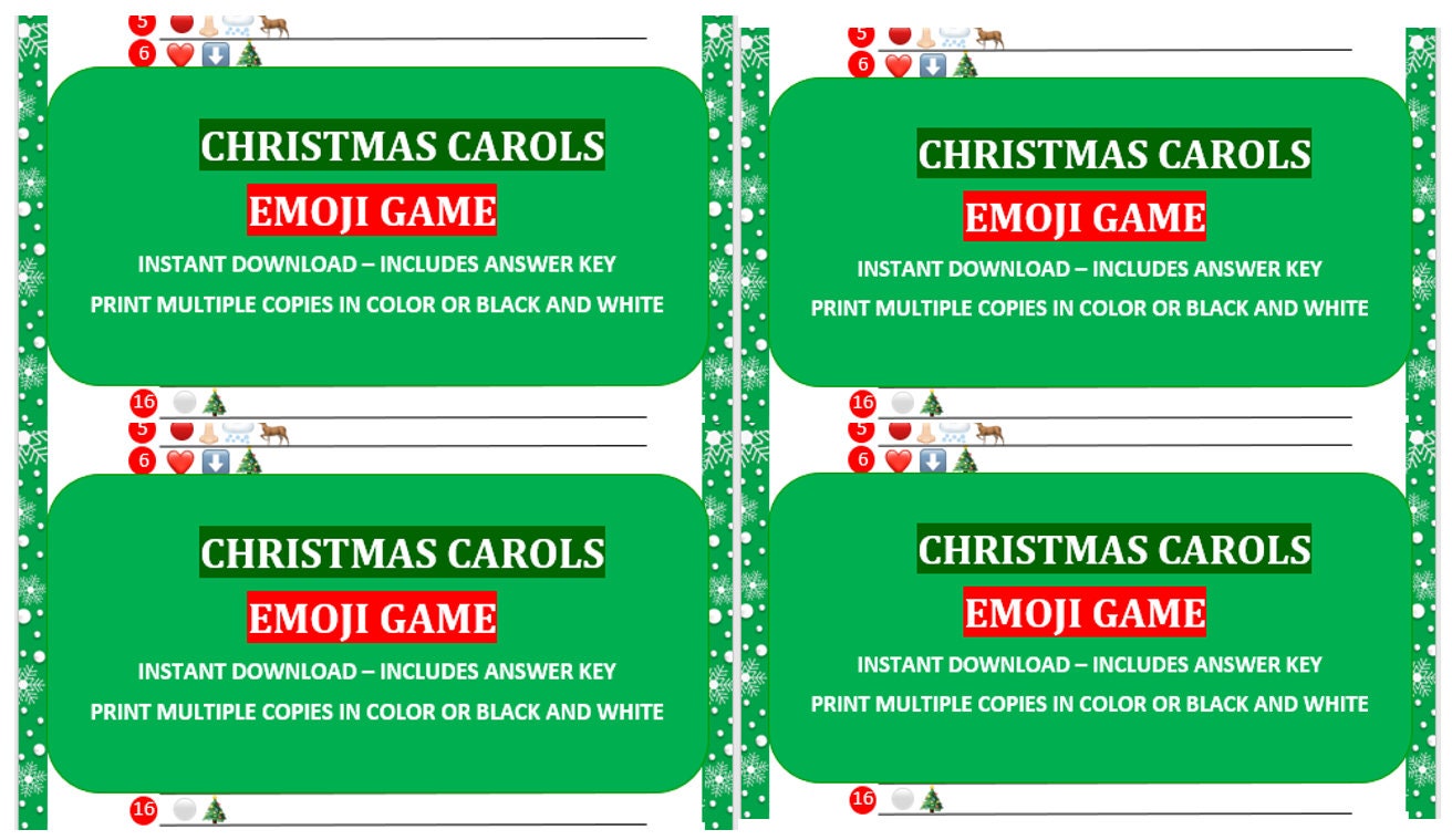 Christmas Carols Emoji Game Printable |christmas Carols Quiz |church ...