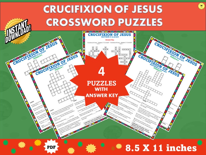 Bible Crossword Puzzle Crucifixion of Jesus Crossword - Etsy