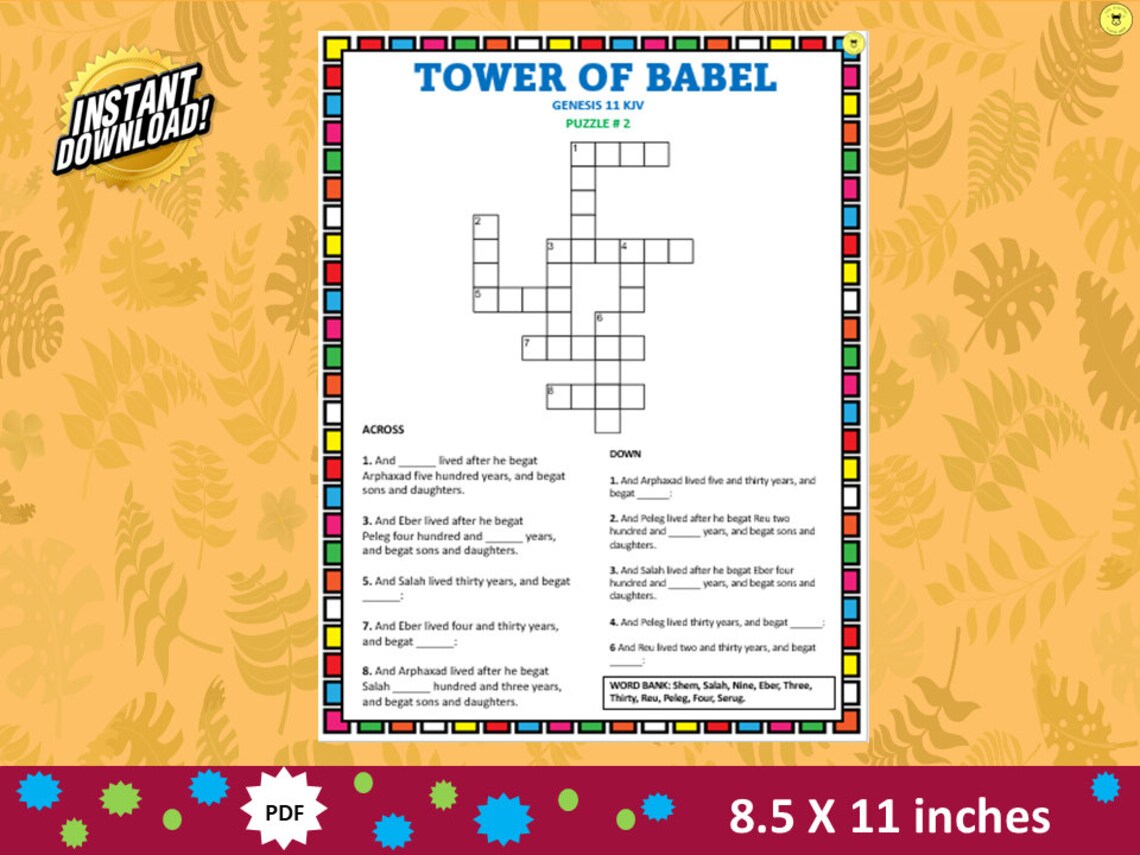 Bible Crossword Puzzle Tower OF Babel Crossword Puzzle Bible Bible Crossword Puzzle Tower OF Babel Crossword Puzzle Bible