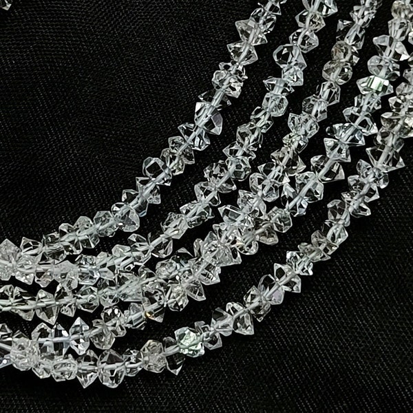 AAAA Clear Herkimer Diamond Beads, Natural Diamond Nugget Beads, Double Terminated Herkimer Diamond Beads for Jewelry Making 4x3MM-6x4MM