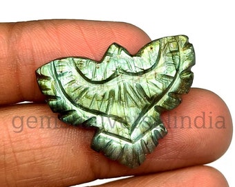 Llamativo águila de labradorita tallada a mano, piedra preciosa con forma de águila, escultura de águila de 30 mm, piedra preciosa tallada con forma de pájaro para joyería, tallas de cristal