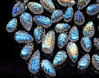 Flashy Rainbow Moonstone Carved Leaf Gemstone, Crystal Leaf Carving Gemstone, Leaf Shape Beads, Hand Carved Leaf Beads For Jewelry 13mm