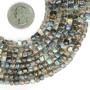 Blue Flashy Labradorite Beads, Natural Labradorite Faceted Beads, Labradorite Box Shape Beads, Labradorite Gemstone Beads For Jewelry Making