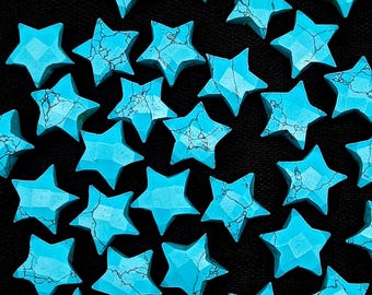 AAA Natural Turquoise Star Shape Briolettes, Faceted Hand Carved Star Beads, Blue Turquoise Gemstone Charms, Loose Turquoise Stars, 10 MM