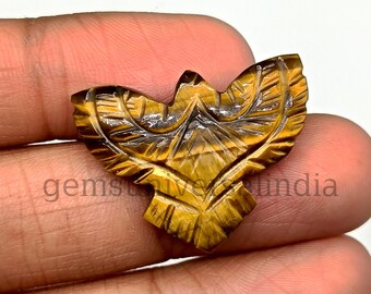 Natural Tiger Eye Eagle Carving Hand Carved Tiger Eye Eagle Gemstone Tiger Eye Bird Sculpture 30mm Tiger Eye Eagle Pendant Charm Jewelry