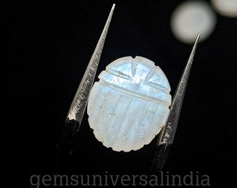 AAA Rainbow Moonstone Scarab Shape Gemstone Beads, Natural Moonstone Beetle Face Carving Beads, Insect Carving Beads, Handmade Gemstone 12mm
