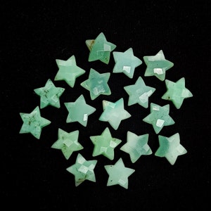 Genuine Chrysoprase Star Carved Briolettes -  Loose Carve Faceted Gemstone Star Beads for Jewelry Making Healing Crystal Carving Stars 10mm
