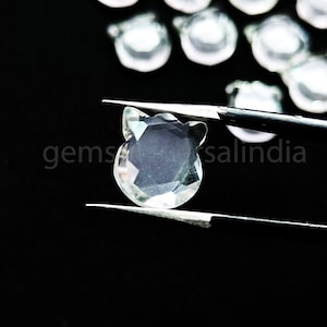 Natural Crystal Quartz Cat Carved Gemstone Beads, Clear Quartz Cat Face Carving Beads, Loose Animal Carved Gemstone, Cute Cat Charms 12mm
