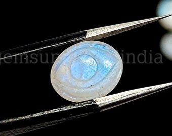 Rainbow Moonstone Evil Eye Beads, Carved Moonstone Bead, Moonstone Eye Shape Gemstone Beads, Oval Evil Eye Charm Beads for Jewelry, 12x10MM