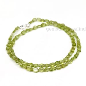 Natürliche Peridot Facettierte Perlen Halskette, Peridot Perlen Halskette, Peridot Halskette für Frauen, Handgemachte Choker Halskette, Boho Geschenk für Sie
