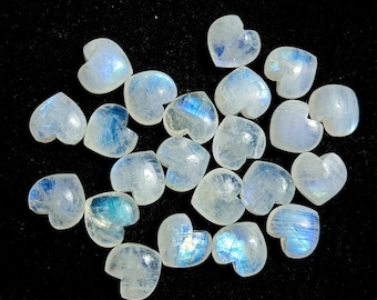 Flashy Rainbow Moonstone Heart shaped Gemstone, Smooth Hand Carved Heart Beads, Carving Gemstone Beads for Jewelry, Healing Crystal Hearts