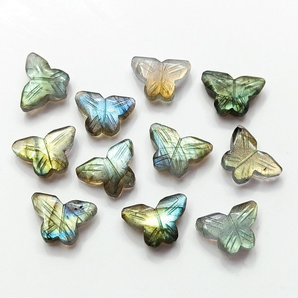 AAAA Labradorite Butterfly Carved Gemstone, Natural Labradorite Butterfly Carving Beads, Loose Hand Carved Beads, Labradorite Beads, 14x10MM