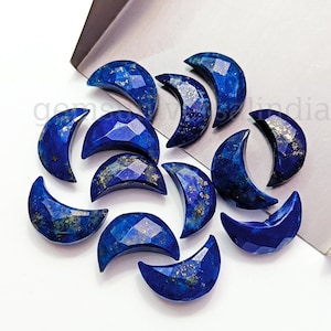 Lapis Lazuli Moon Carved Briolettes, Natural Lapis Lazuli Faceted Moon Shape Gemstone, Loose Hand Carved Beads, Crescent Moon Bead 12MM SALE