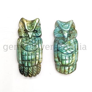 AAA+ Labradorite Owl Shape Gemstone, Natural Labradorite Carved Gemstone, Animal Carving Gemstone, Animal Gemstone Jewelry , Owl Carving #O7