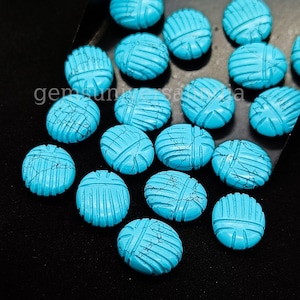 Blue Turquoise Scarab Shape Gemstone Beads, Turquoise Insect Carved Gemstone, Animal Carving Beads, Boho Egyptian Fancy Scarab Beads, 12mm