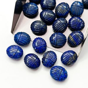 AAA Lapis Lazuli Scarab Shape Gemstone Beads, Lapis Lazuli Beetle Face Carving, Hanmade Insect Carving Beads, Boho Egyptian Scarab 12x10mm