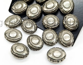 AAAA Pyrite Evil Eye Beads, Natural Pyrite Eye Carved Beads, Carved Pyrite Eye Shaped Gemstone Beads, Eye Carving Beads for Jewelry, 12x10MM