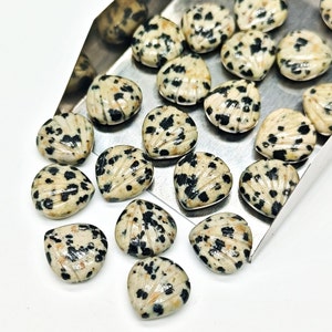 Dalmatian Jasper Shell Shape Briolettes, Natural Jasper Shell Shape Gemstone Beads, Hand Carved Beads, Jasper Shell Carving Beads, 12MM~SALE