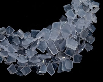 AAA Quality Blue Chalcedony Faceted Slice Beads, Natural Chalcedony Beads for Jewelry Making Supplies, Gemstone Slices Briolettes Beads 6"