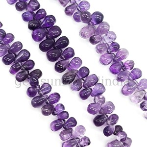 Natural Amethyst Teardrop Beads, Amethyst Smooth Drop Shape Beads, Purple Amethyst Shaded Beads, Amethyst Beads for Jewelry Making, Amethyst