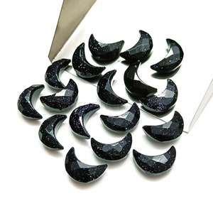 Dazzling Black Sunstone Crescent Moon Beads for Jewelry Making, AAA Sunstone Faceted Moon Carved Gemstone, Fancy Moon Gemstone Carvings 12mm