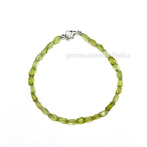 AAA Peridot Beaded Bracelet, Natural Peridot Faceted Rectangle Beads Bracelet, Peridot Bracelet, Peridot Gemstone Bracelet, Peridot Jewelry