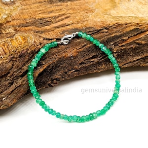 Natural Green Onyx Beaded Bracelet, Green Onyx Smooth Beads Bracelet, Green Onyx Bracelet, Green Onyx Gemstone Bracelet, Beaded Jewelry Gift