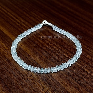 Crystal Quartz Beaded Bracelet, Crystal Quartz Smooth Rondelle Beads Bracelet, Crystal Quartz Bracelet, Crystal Gemstone Bracelet, Gift Idea