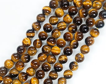 Natural Tiger Eye Smooth Round Beads, 8-9mm Tiger Eye Beads for Jewelry Making Supplies, Handmade Tiger Eye Round Gemstone Beads 16" SALE