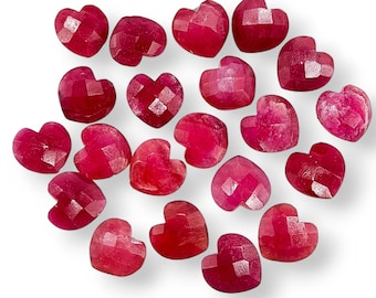 Natuurlijke robijnrode hartvormige edelsteen, gefacetteerde handgesneden hartkralen, gesneden edelsteenkralen voor het maken van sieraden, 8 mm helende kristallen harten