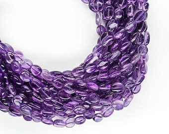 Natural Amethyst Smooth Oval Shape Beads, AAA Purple Amethyst Beads for Jewelry Making, 8-11mm Handmade Amethyst Oval Gemstone Beads, SALE