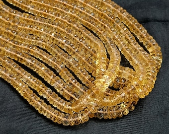 AAA+ Citrine Heishi Beads, Natural Citrine Faceted Beads, Citrine Tyre Shape Beads for Jewelry Making, Loose Spacer Wholesale Citrine Beads
