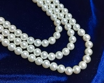 Collar de perlas redondas AAA, collar de perlas naturales, collar llamativo para mujer, collar de perlas de 8 mm, collar de perlas blancas, regalo