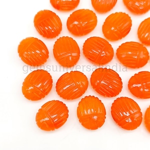Natural Carnelian Scarab Shape Gemstone, AAA Carnelian Beetle Face Carving Beads, Animal Carving Gemstone Charms, Healing Gemstone Bead 12mm
