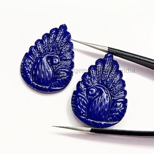 Top Quality Lapis Lazuli Peacock Shape Carved Gemstone, Carved Lapis Lazuli Fancy Shape Gemstone, Loose Hand Carved Gemstone Cabochon, 30mm