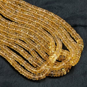 AAA+ Citrine Heishi Beads, Natural Citrine Faceted Beads, Citrine Tyre Shape Beads for Jewelry Making, Loose Spacer Wholesale Citrine Beads