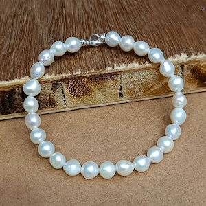 Natürliche Perle Perlenarmband Barockperlen-Nugget-Perlen-Armband für Geschenk Weiße Perle Armband echte Perlen Armband Edelstein-Armband