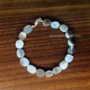 Boulder Opal Beaded Bracelet, Natural Boulder Opal Smooth Oval Beads Bracelet, Gemstone Bracelet, Opal Bracelet, Opal Jewelry Gift Idea SALE