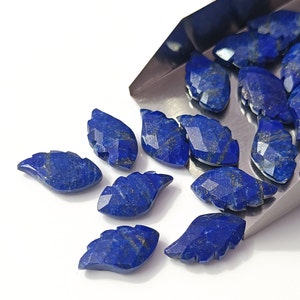 AAA Lapis Lazuli Carved Leaf Shape Gemstone, Faceted Crystal Leaf Carving Gemstone, Leaf Shape Beads, Carved Leaf Beads For Jewelry 20MM