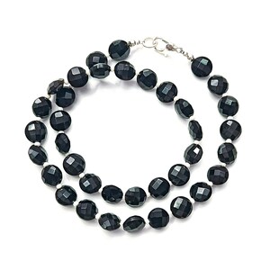 Unique Black Onyx Faceted Coin Beads Necklace, Black Onyx Beaded Necklace for Women, Black Onyx Jewelry for Her, Gemstone Jewelry Gift Idea