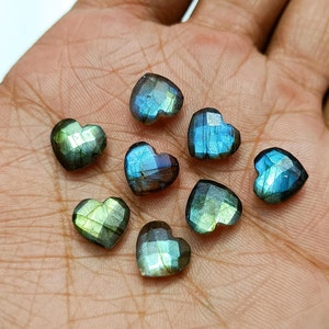 AAA Labradorite Heart Shape Briolettes, Natural Labradorite Faceted Heart Shape Gemstone, Loose Hand Carved Beads, Labradorite Beads, 10MM