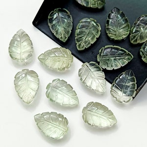 AAA Green Amethyst Carved Leaf Gemstone, Crystal Leaf Carving Gemstone, Leaf Shape Beads, Hand Carved Leaf Beads For Jewelry Making 14mm