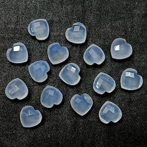 AAAA Blue Lace Agate Heart Shape Briolettes, Natural Agate Faceted Heart Shape Gemstone Beads, Loose Hand Carved Beads, Heart Beads, 10MM