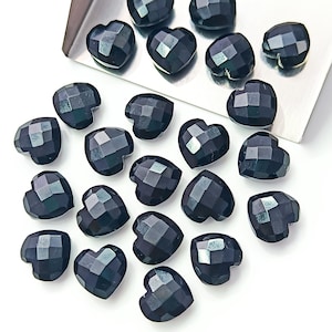 AAA Black Onyx Heart Shape Briolettes, Natural Onyx Faceted Heart Shape Gemstone Beads, Loose Hand Carved Beads, Onyx Heart Beads, 10MM SALE