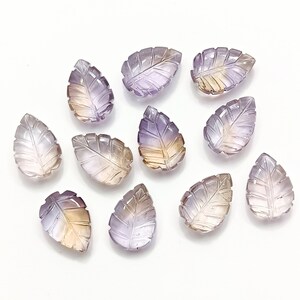 AAA+ Ametrine Carved Leaf Gemstone, Crystal Leaf Carving Gemstone, Leaf Shape Beads, Hand Carved Leaf Beads For Jewelry Making 14x10mm